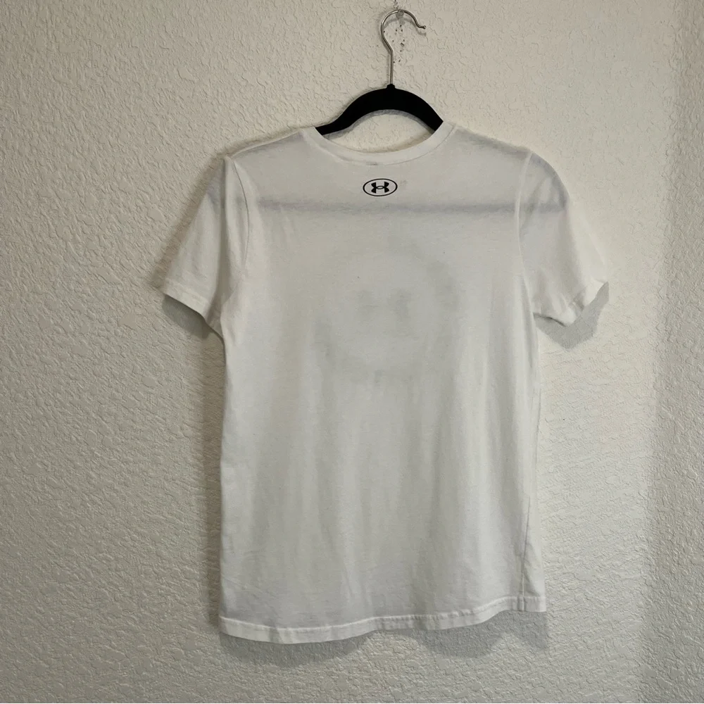 Under Armour Texas Graphic Logo Black White Short Sleeve Tee Shirt Boys Youth L